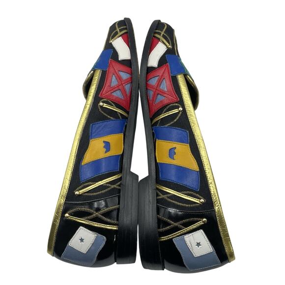 Beverly Feldman Size 6.5 Leather Loafers Handcrafted International Flag Shoes - Picture 4 of 8